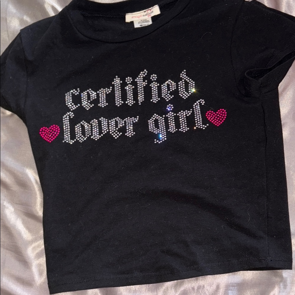 Black 'Certified Lover Girl' cropped tee